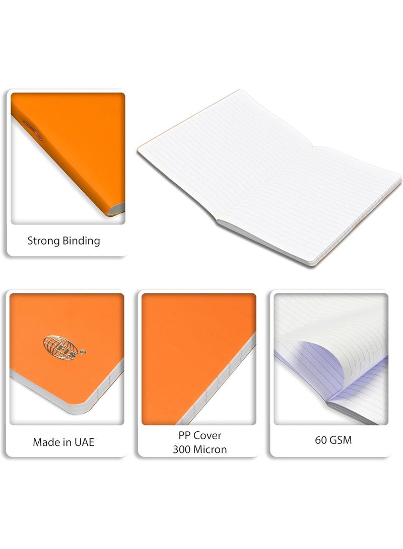 FIS Notebook, A5 Size(148x210mm), PP Soft Cover Materials, Stong Binding Wire, 80 Sheets, Single Line Ruling, Rounded Corners, Packet of 5 Pieces, Neon Orange Cover Design-FSNBA5SLPPNOR - Image 3